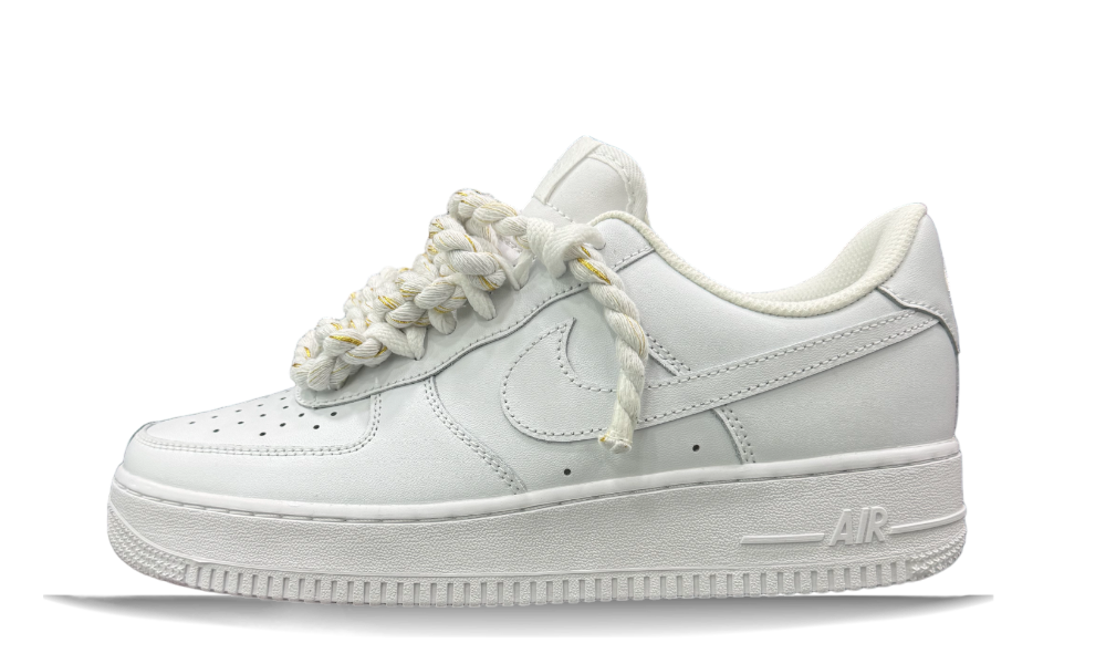 Nike Air Force 1 CUSTOM ROPE LACES white gold