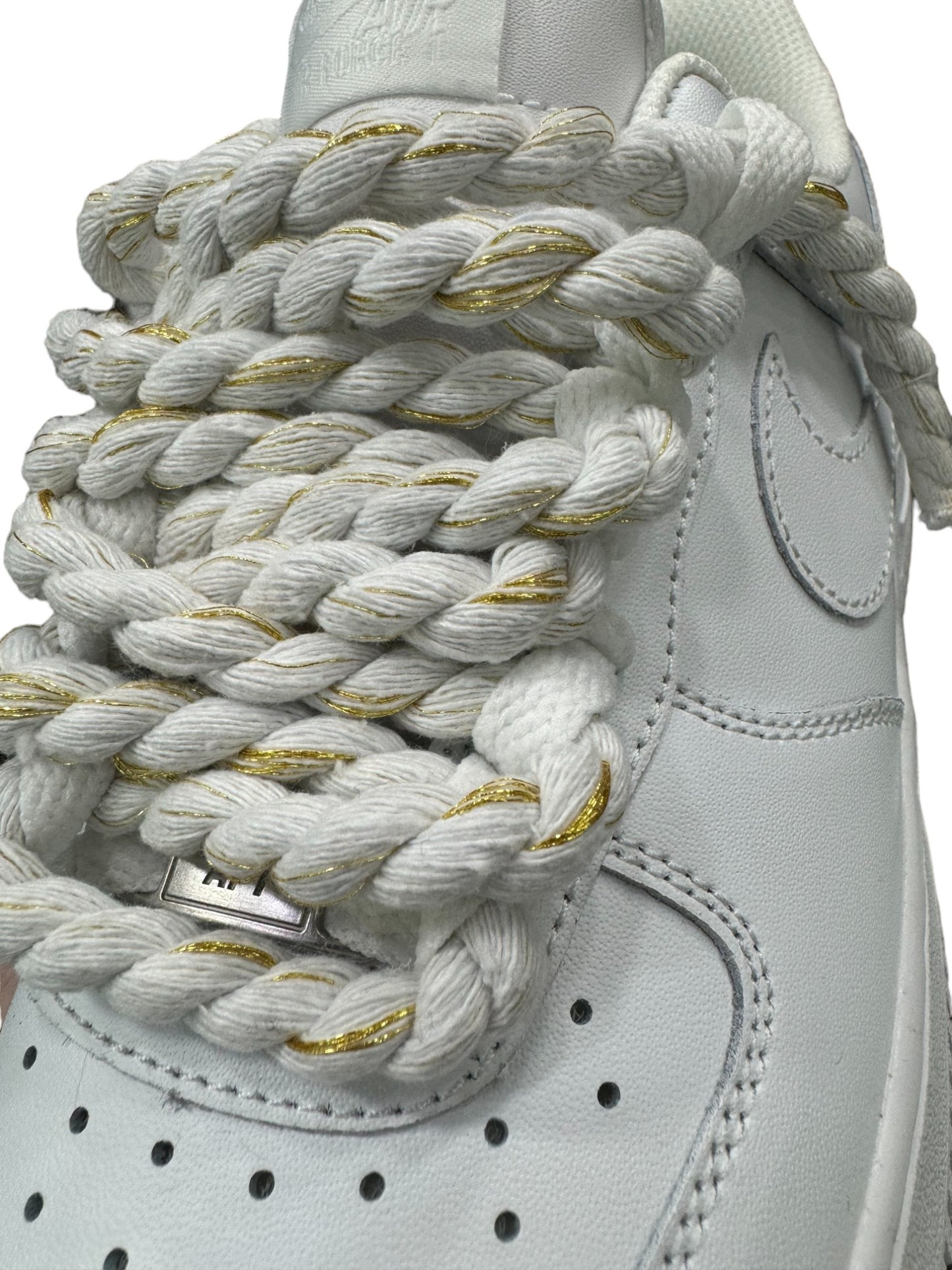 Nike Air Force 1 CUSTOM ROPE LACES white gold
